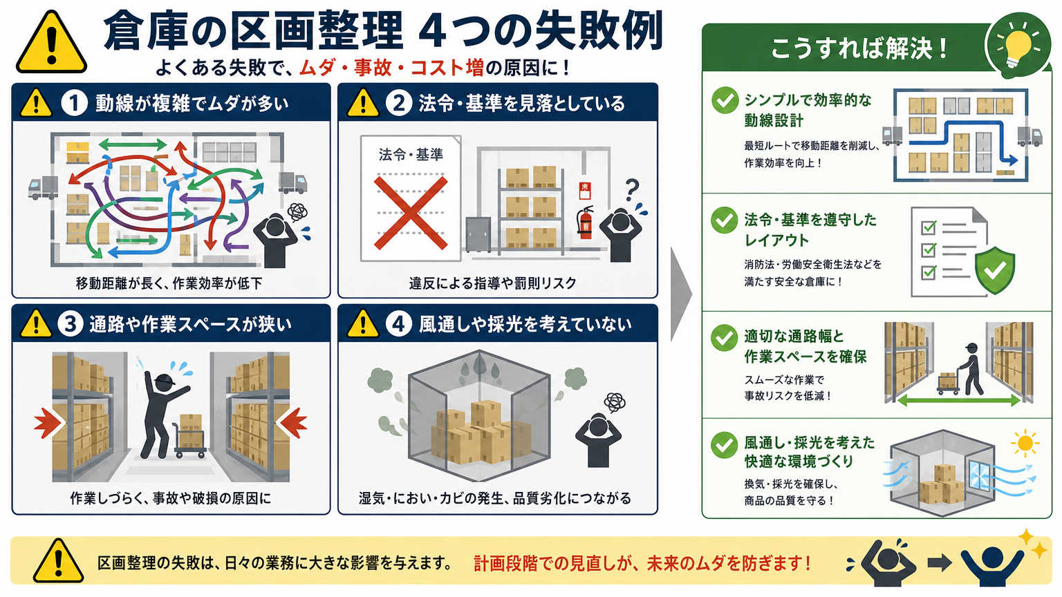 倉庫の区画整理でよくある失敗例